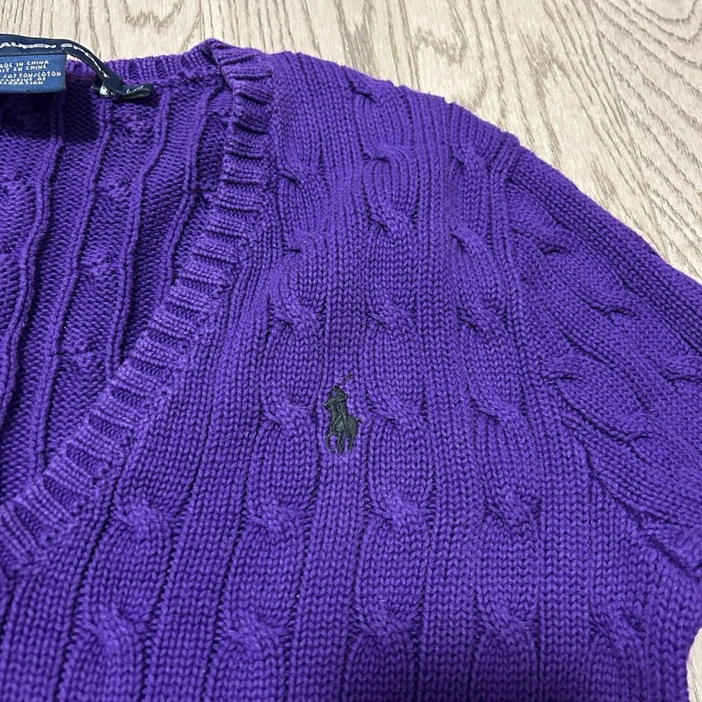 Vintage Ralph Lauren V-Neck Purple Sweater - Picture 3 of 4
